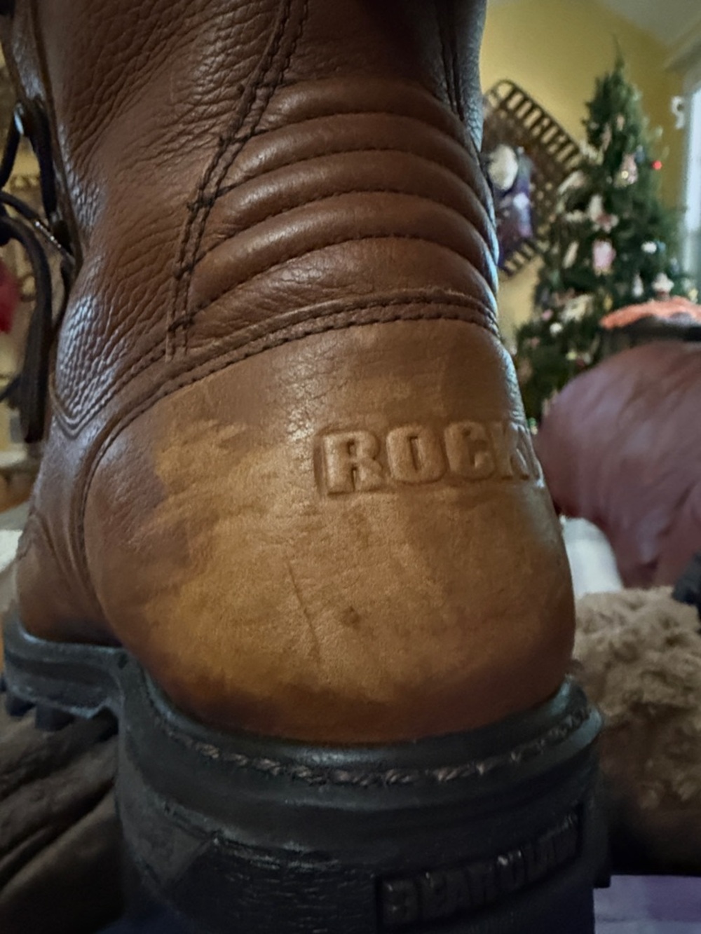 Rocky Men's Brown Leather Work Boots with insulation and steel toe tip. - Picture 9 of 13